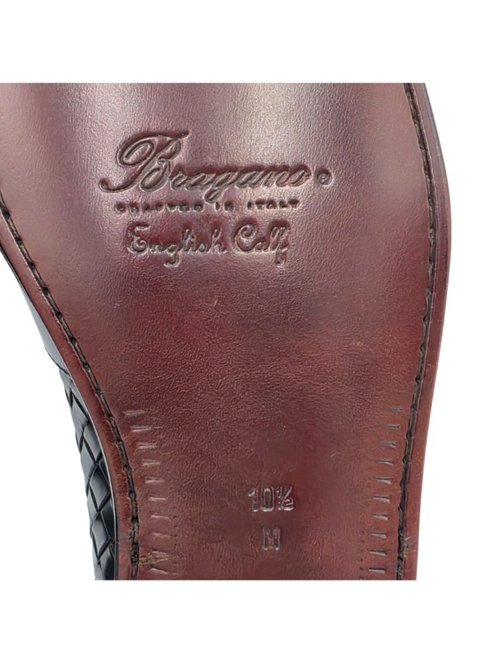 NEW Vintage Bragano Italy Black Woven Leather Tassel Loafer Men 10.5M Dress Shoe - Picture 13 of 14